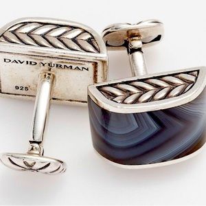 David Yurman chevron Agate 925 cuff links